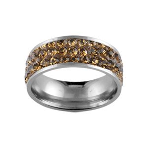 Bague Acier 316 L Zirconium Couleur Brique Style Alliance