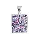 Pendentif Acier 316 L Rectangulaire Dégradé Rose Violet avec Nacre