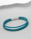 Bracelet Acier Inoxydable et Cuir Bleu