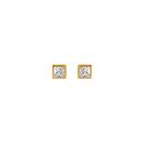 Boucles d'oreilles Plaqué Or et Zirconium Blanc Serti Clos Carré 4 mm