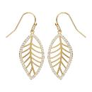 Boucles d'oreilles Plaqué Or Feuille Entourage Zirconium