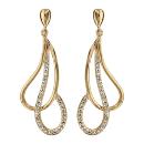 Boucles d'oreilles Plaqué Or et Zirconium Sertis Double Gouttes Croisées