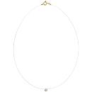 Collier Plaqué Or Fil Nylon Pendentif Zirconium Blanc Serti Clos 3 mm 41 cm