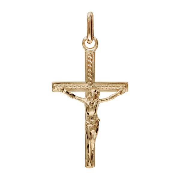 Pendentif Plaqué Or Religieux Croix avec Christ Jesus