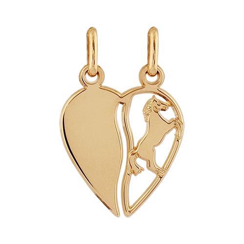 Pendentif Plaqué Or Coeur à Partager Cheval