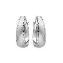 Boucles d'oreilles Argent 925 Créole Sablée Bords Diamantés 25 mm