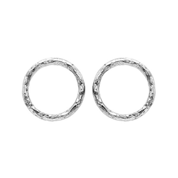 Boucles d'oreilles Argent 925 Tige Cercle Martelé 12 mm