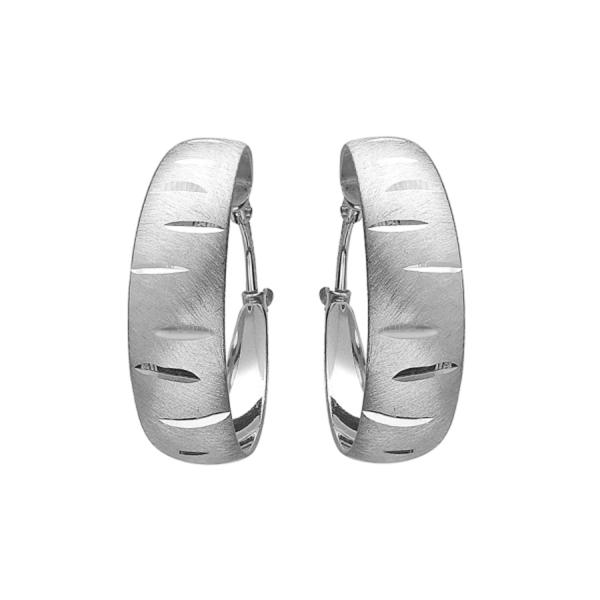 Boucles d'oreilles Argent 925 Créole Striée 33 mm