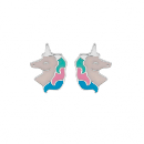 Boucles d'Oreilles Argent Rhodie Licorne Résine Blanche et Pastel