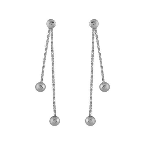 Boucles d'oreilles Argent 925 Double Chaines Boules