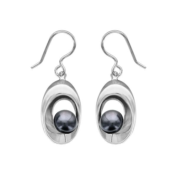 Boucles d'oreilles Argent 925 Perle d'eau Grise 