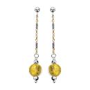 Boucles d'oreilles Argent 925 Verre de Murano Maille Alternée Dorure Boule Jaune 