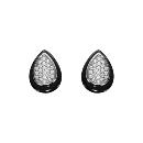 Boucles d'oreilles Argent 925 Poire Céramique Noire Zirconium Sertis