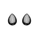 Boucles d'oreilles Argent 925 Poire Céramique Noire Zirconium Sertis