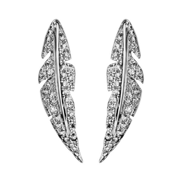 Boucles d'oreilles Argent 925 et Zirconium Plume