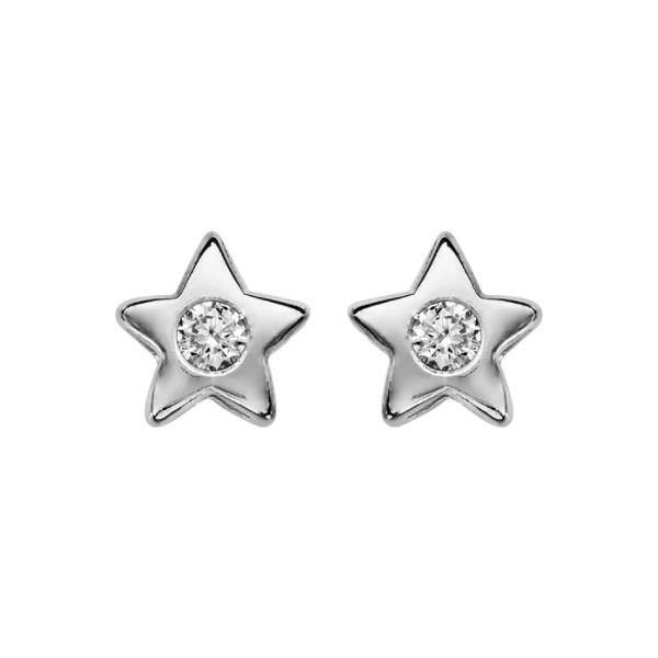 Boucles d'oreilles Argent 925 Petite Etoile avec Zirconium Serti