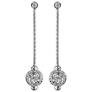 Boucles d'oreilles Argent 925 Longues Boule Diamanté Vague