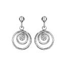 Boucles d'oreilles Argent 925 Spirale avec Zirconium Blanc 