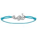 Bracelet Argent 925 Cordon Bleu Ciel Hippocampe