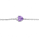 Bracelet Argent 925 Rhodié Zirconium Violet en Forme de Coeur
