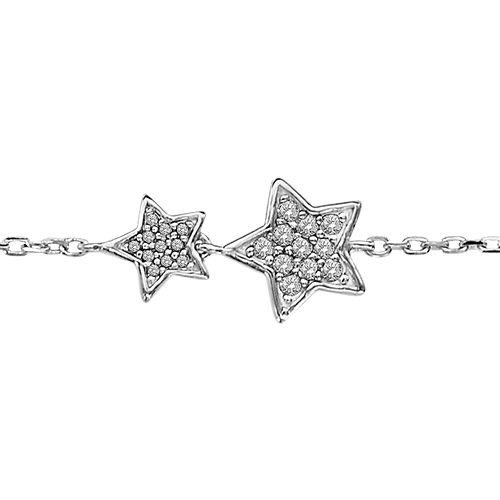 Bracelet Argent 925 et Zirconium Double Etoiles