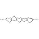 Bracelet Argent 925 Chaine Boules 5 Coeurs