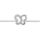 Bracelet Argent 925 Papillon Aile Lisse + Aile Zirconium Sertis