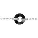 Bracelet Argent 925 Anneau Céramique Noire + Zirconium Sertis