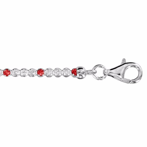 Bracelet Argent 925 Tennis Zirconium Sertis Blanc et Rouge