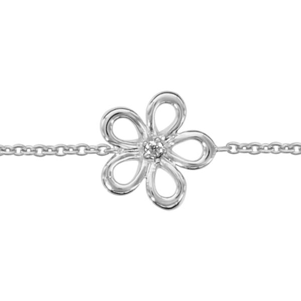 Bracelet Argent 925 Fleur avec Zirconium Serti