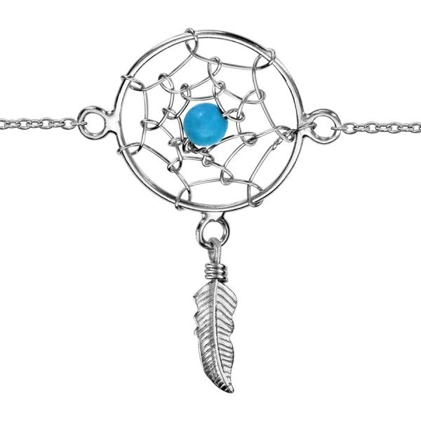 Bracelet Argent 925 Attrape Rêves avec Boule Turquoise