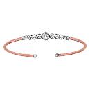 Bracelet Argent 925 et Dorure Rose Jonc Ouvert avec Boules Ciselées