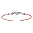 Bracelet Argent 925 et Dorure Rose Jonc Ouvert avec Boules Ciselées