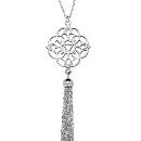 Collier Argent 925 Fleur Ajourée avec Pompon 