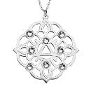 Collier Argent 925 Pendentif Motif Ethnique Fleur Zirconium 