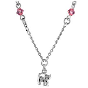 Collier Argent 925 Enfant et Zirconium Rose Chat