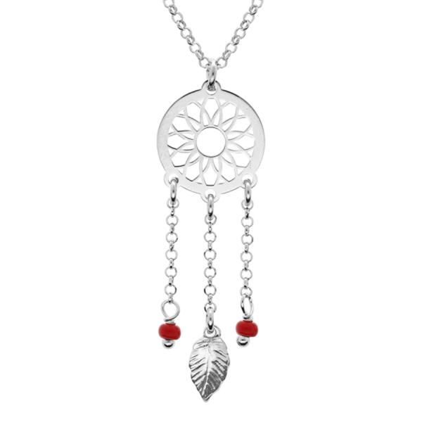 Collier Argent 925 Attrape Reve Boule Rouge