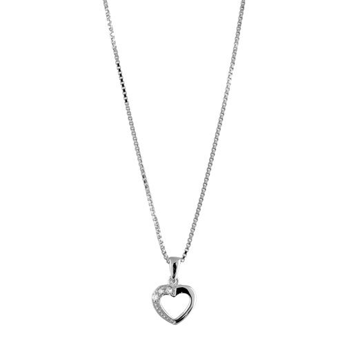 Collier + Pendentif Argent 925 et Zirconium Coeur