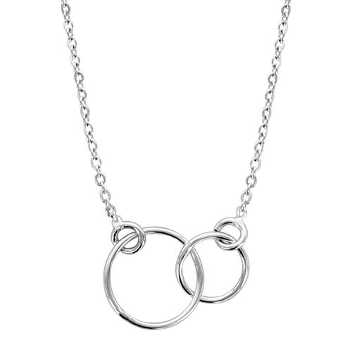 Collier Argent 925 Pendentif Double Anneaux