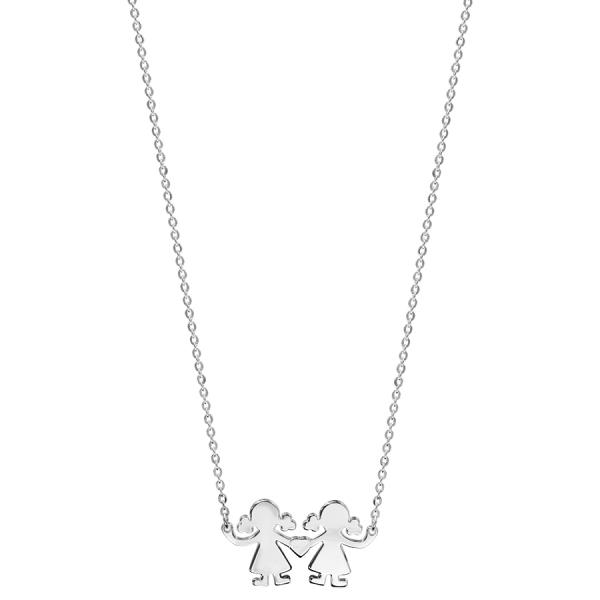 Collier Argent 925 Pendentif Motif Fille / Fille