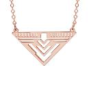 Collier Argent 925 Dorure Rose Pendentif Triangle Motifs Découpés