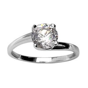 Bague Argent 925 et Solitaire Pierre Zirconium 4 Griffes