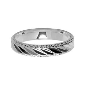 Bague Alliance Argent 925 Striée 4 mm