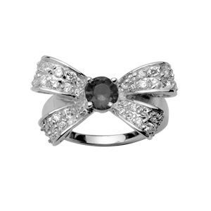 Bague Argent 925 et Zirconium Noir Noeud