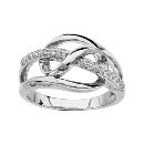 Bague Argent 925 Boucles Entrelacées avec Rang Zirconium