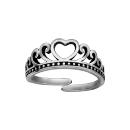 Bague Argent 925 Patinée Coeur Ajustable