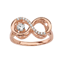 Bague Argent 925 Dorure Rose Infini "Dancing Stone" Zirconium Tournant