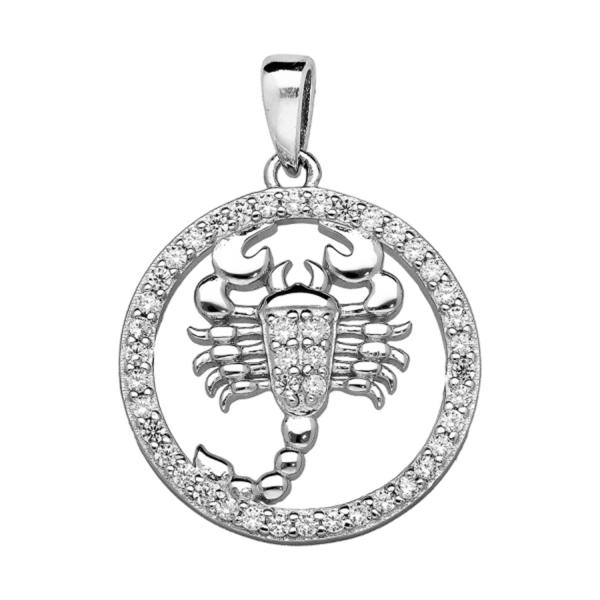 Pendentif Argent 925 Zodiaque Scorpion Zirconium 