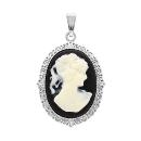 Pendentif Argent 925 Camé Noir 30 x 25 mm