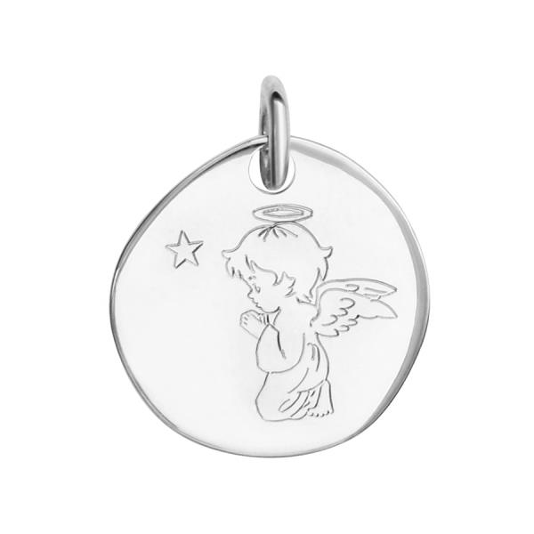 Pendentif Argent 925 Galet Ange Prière 